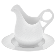 Gravy boat, Shape "Waves Relief", white, V 0,45 l