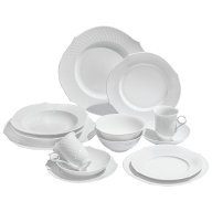 Starter set, 14-pcs for 2 persons, Shape "Waves Relief", white