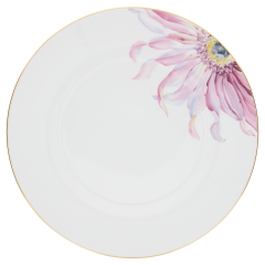 Dinner Plate, large, Shape "MEISSEN® Cosmopolitan", "Giant Bloom", Gerbera, gold rim, Ø 30 cm
