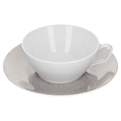 Tea cup & saucer, Shape "MEISSEN® Cosmopolitan", Mesh, platinum, V 0,2 l