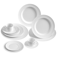 Starter set, 12-pcs for 2 persons, Shape "No 41 Waves Relief", bisque white