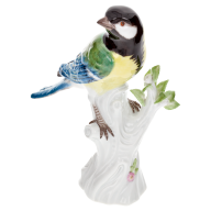 Bird Great Tit, Coloured, without gold, H 14 cm