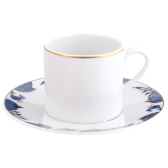 Espresso cup & saucer, Noble Blue, rim of onion elements, V 0,05 l